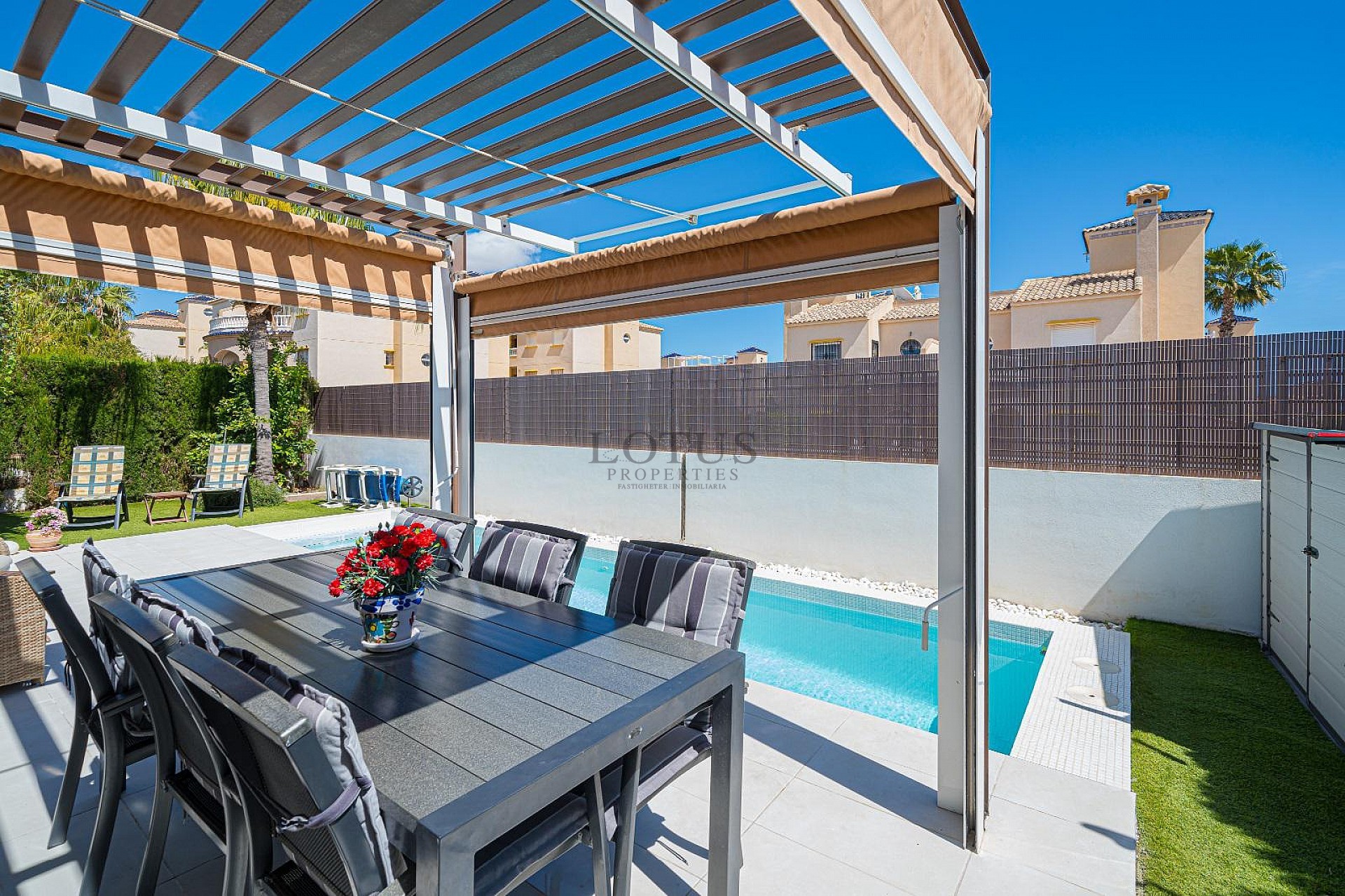 MODERN VILLA WITH 3 BEDROOMS AND 2 BATHROOMS - PRIVATE HEATED SALTWATER POOL - Lotus Properties